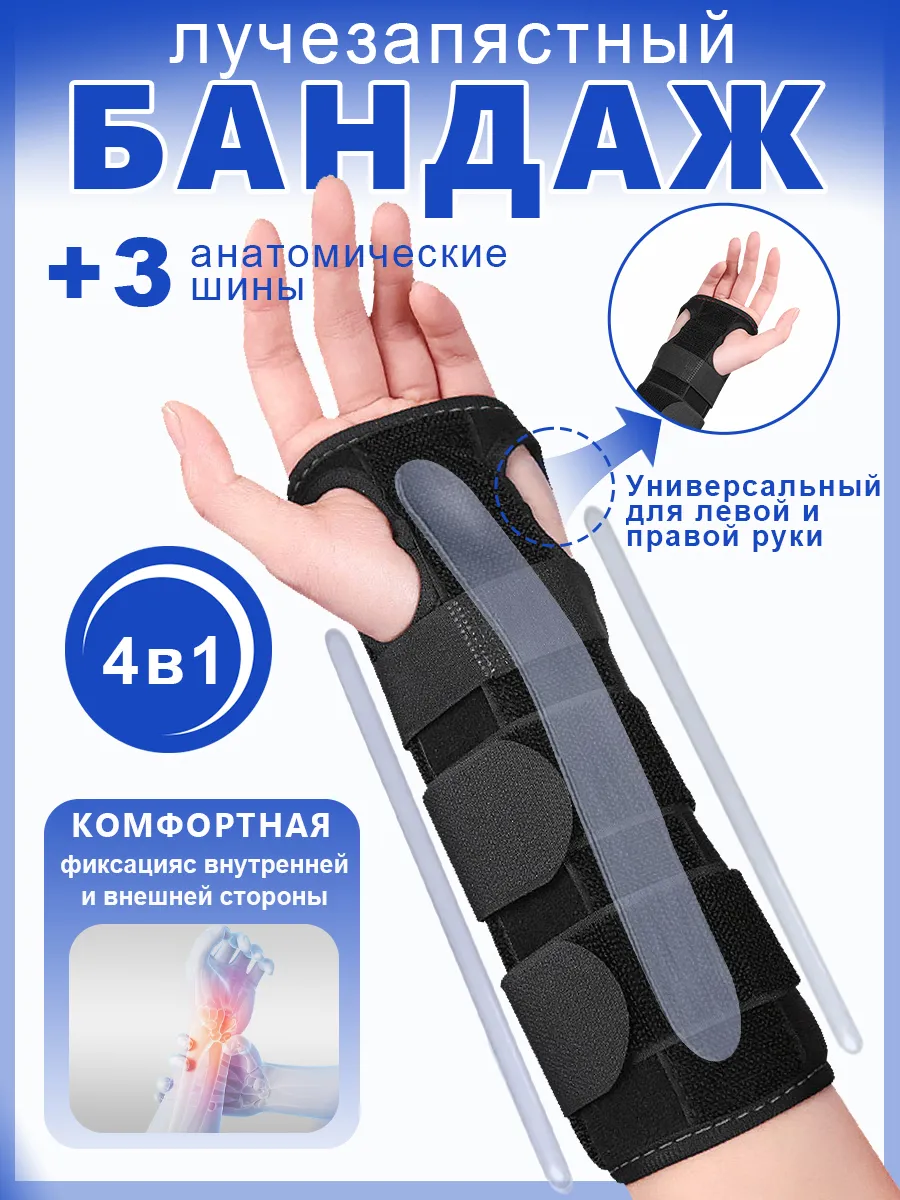 Ортез на лучезапястный сустав универсальный, бандаж кистевой