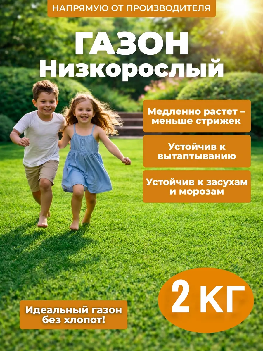 Трава низкорослая для газона 2 кг