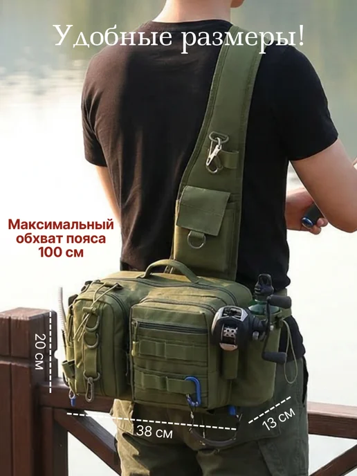Сумка тактическая через плечо тканевая, серый, фото 2
