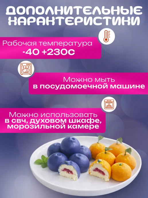 RINAHOME Силиконовая форма Мандарин - Черника для десертов, черный, фото 2