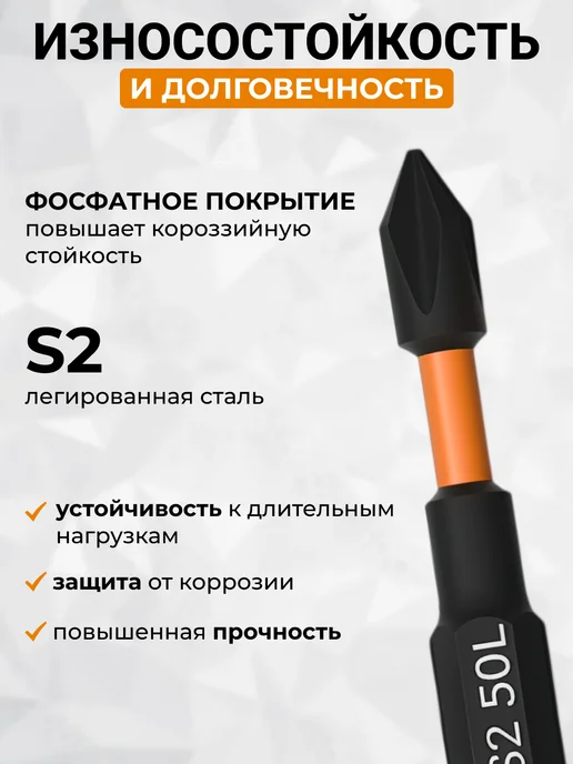 Биты H2 для шуруповерта магнитные, 5 штук, вариант, фото 2