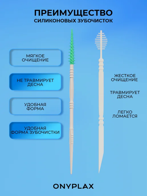 Onyplax Зубочистки с ёршиком 50 шт и флоссеры 50 шт набор, 50 шт, 50 шт, фото 2
