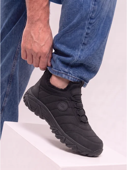 OberShoes Кроссовки мужские осенние утепленные черные, черный, фото 3