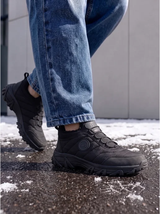 OberShoes Кроссовки мужские осенние утепленные черные, черный, фото 5