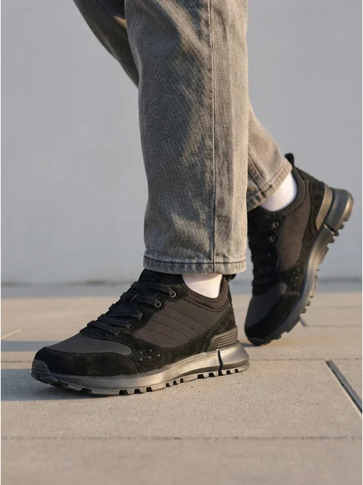 OberShoes Кроссовки мужские осенние утепленные черные, черный, фото 3
