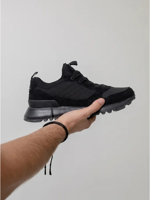 OberShoes Кроссовки мужские осенние утепленные черные, черный, фото 6