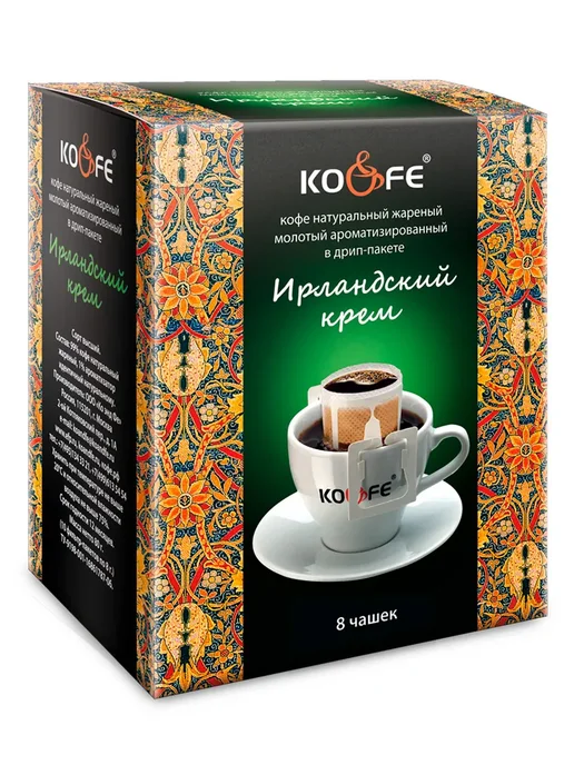 KO&FE Кофе молотый Ко Энд Фе Ирландский крем в дрип-пакетах, 8 шт, 8 шт, фото 2