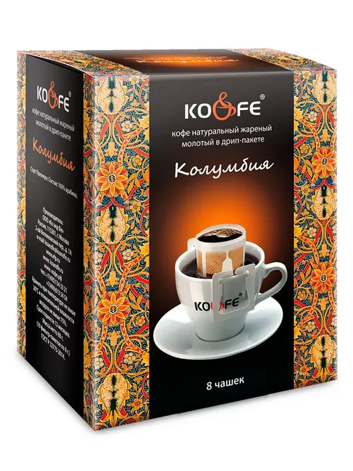 KO&FE Кофе молотый Ко Энд Фе Колумбия в дрип-пакетах, 8 шт, 8 шт, фото 2