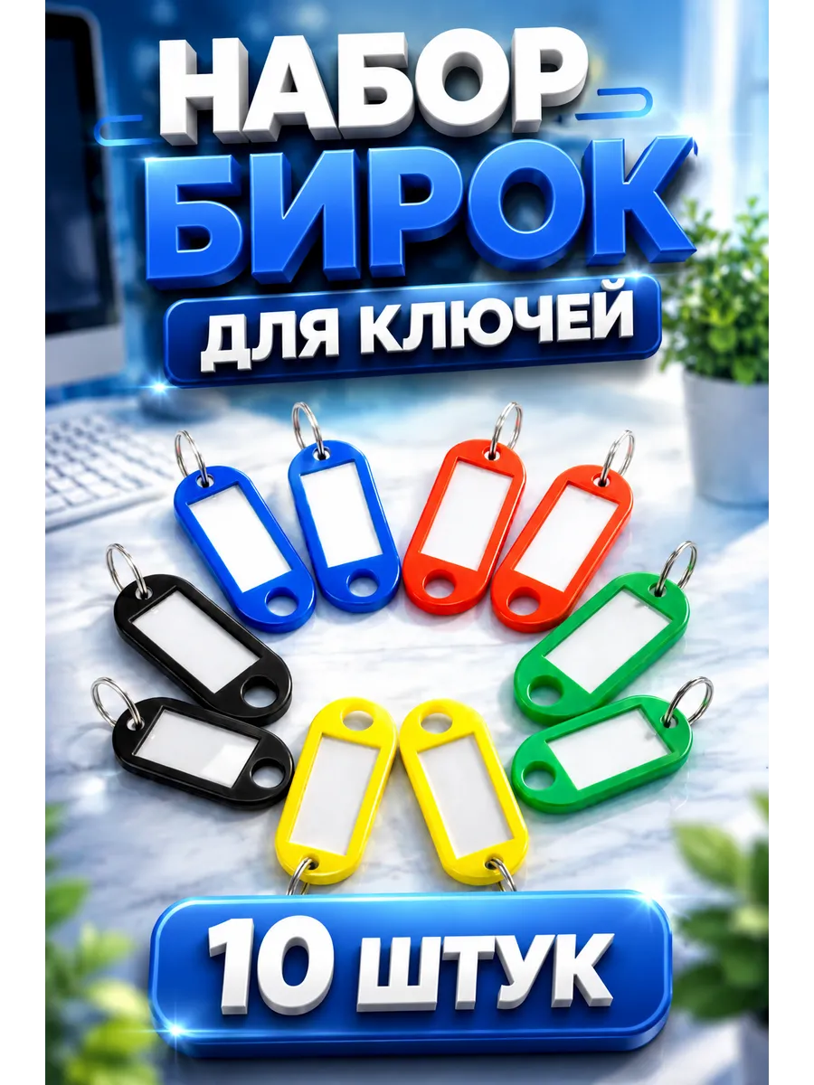 Бирки для ключей, 10 штук