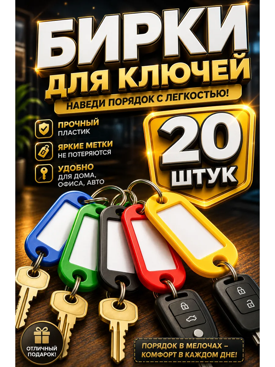 Бирки для ключей, 20 штук