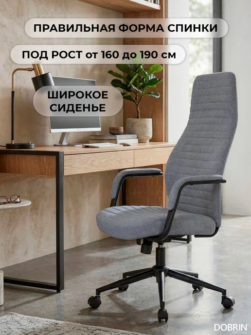 DOBRIN Офисное кресло для руководителей LOKI, серый, серый, фото 2