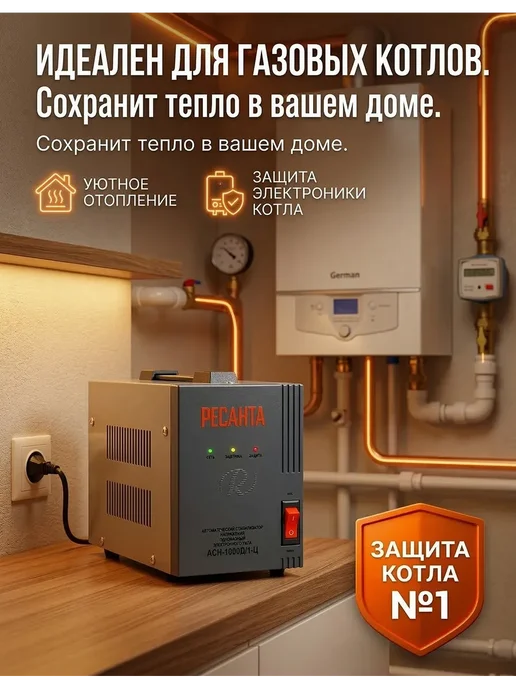 РЕСАНТА Стабилизатор напряжения 220в для дома 1000 вт АСН-1000Д 1-Ц, 1000 Вт, фото 3