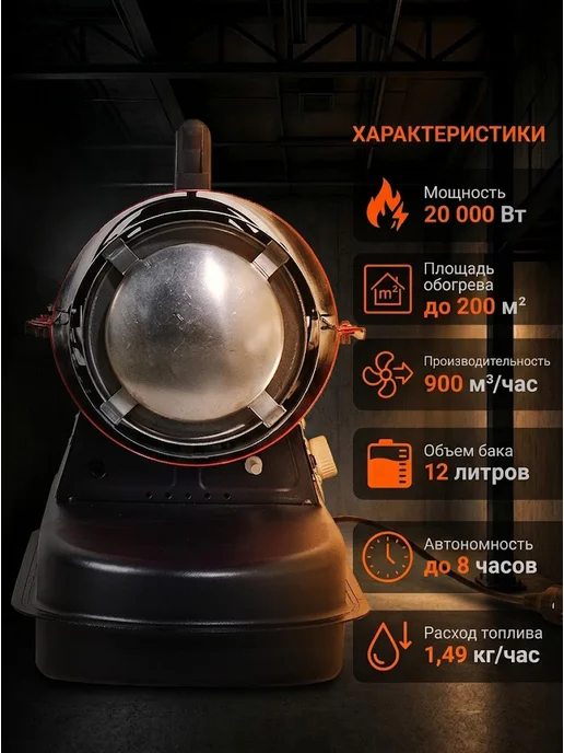 РЕСАНТА Дизельная тепловая пушка ТДП-20АКД непрямой нагрев 20 кВт, черный, фото 2