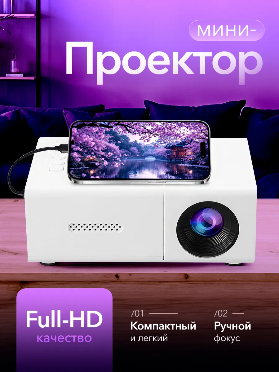 Мини проектор для фильмов с телефона