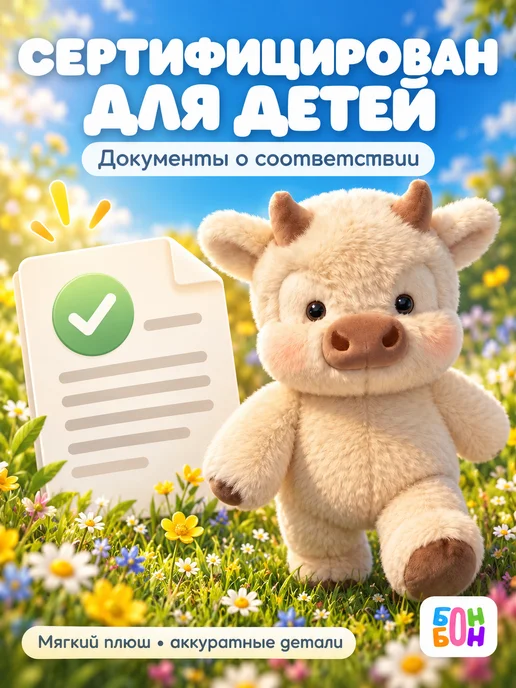БОНБОН Бегущий теленок мягкая игрушка, белый, фото 2