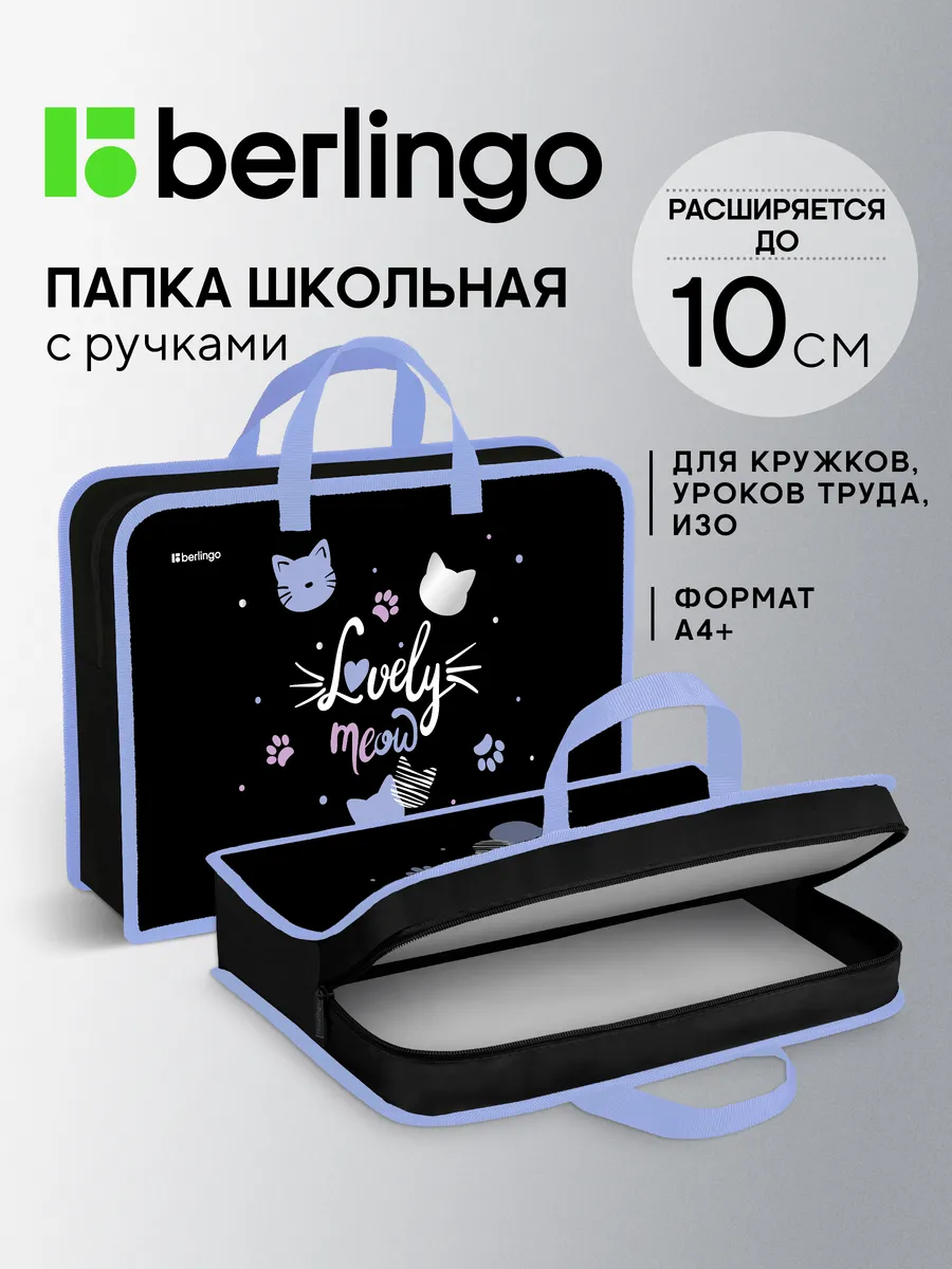 Школьная папка-сумка с ручками 1 отделение, для девочек