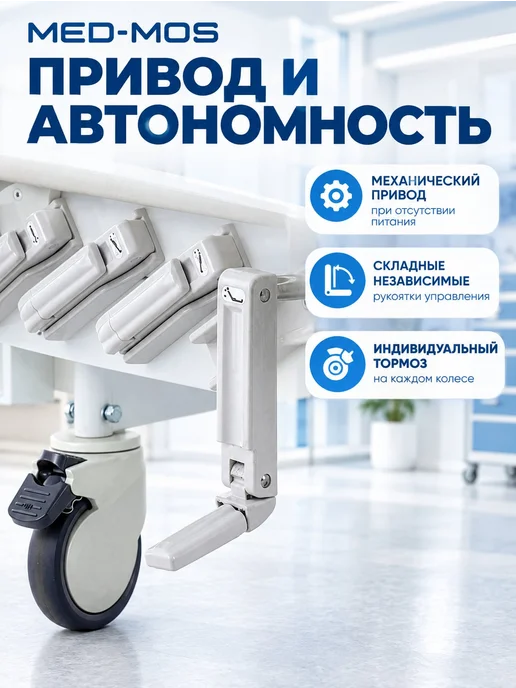 Med-Mos Кровать для лежачих больных, механическая Е-1, белый, фото 2