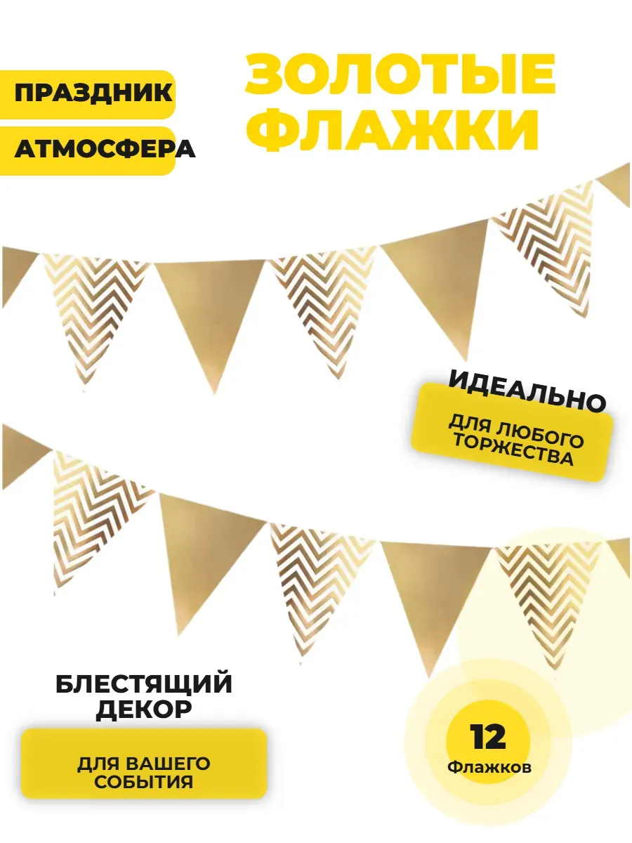 Золотая гирлянда флажки на день рождение