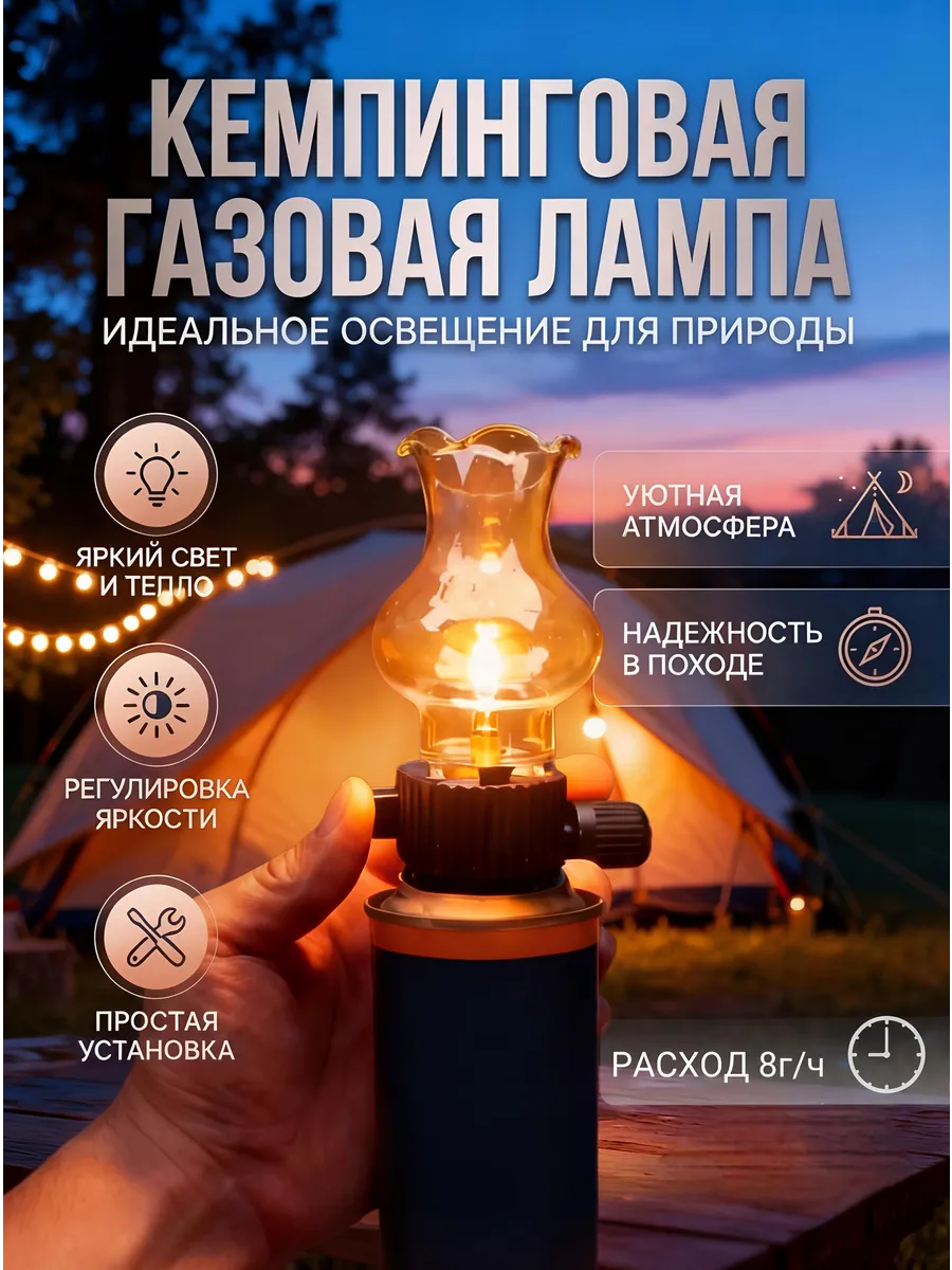 Газовая туристическая лампа для баллончиков