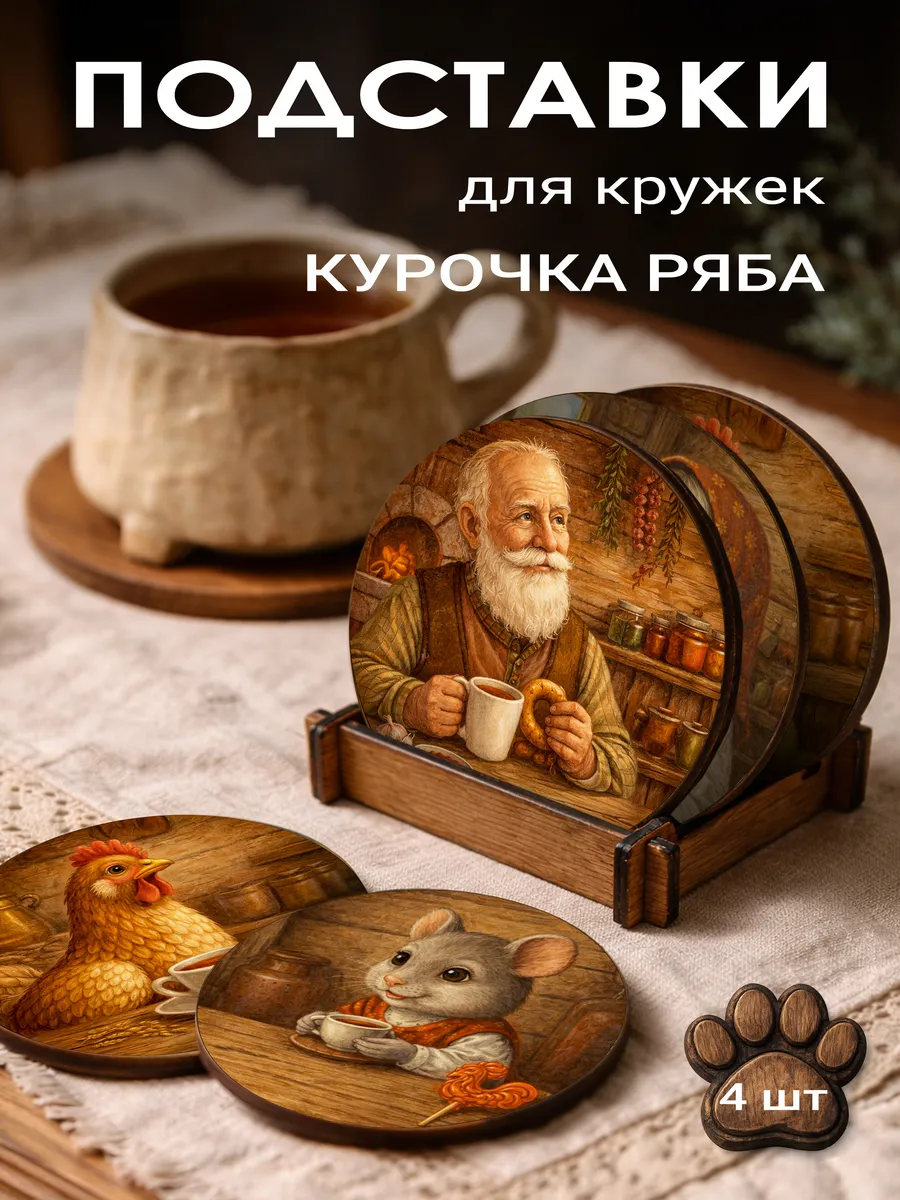 Набор Подставок под Горячее Подарочный Курочка Ряба