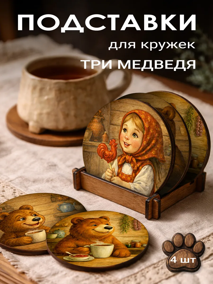 Набор Подставок под Горячее Подарочный Маша и Медведи