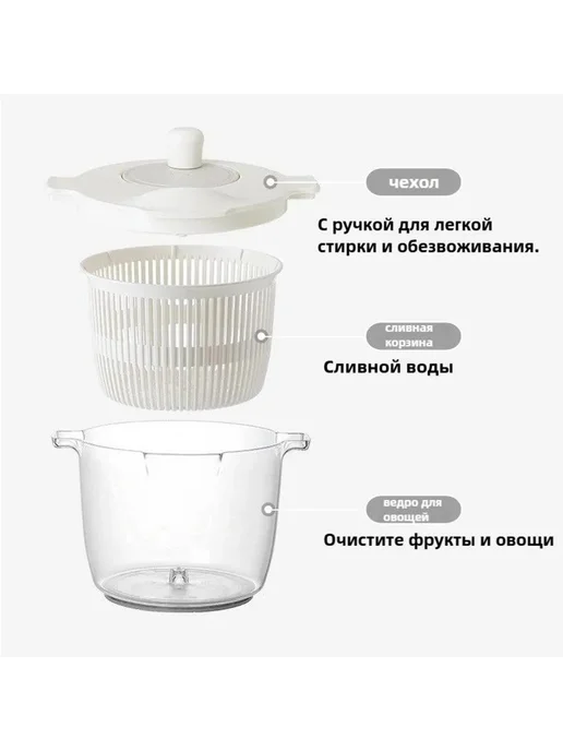 Сушилка для салата зелени 1 ярусов 2 л, 2 л, фото 4