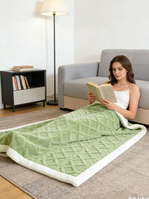 GOLDTEX Плед овечий мех 160х200 пушистый уютный для дома и кровати, 160x200, фото 7