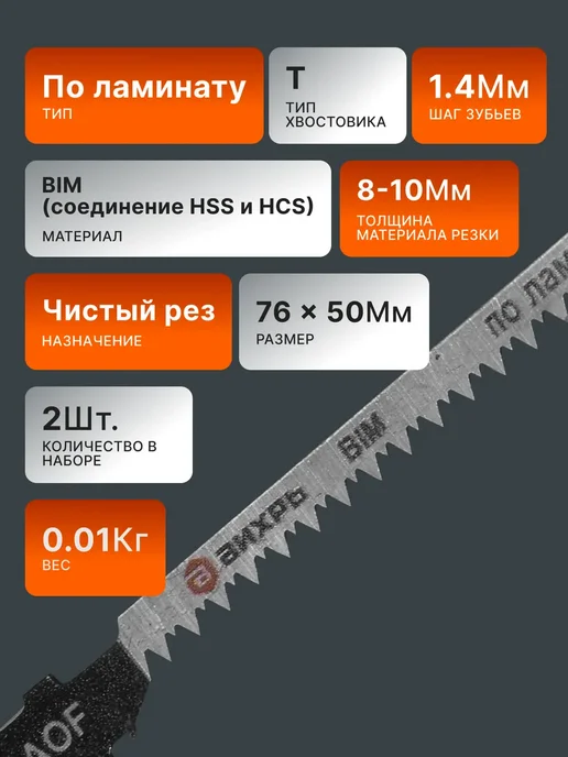ВИХРЬ Пилки для лобзика по ламинату Т101АOF, черный, фото 2