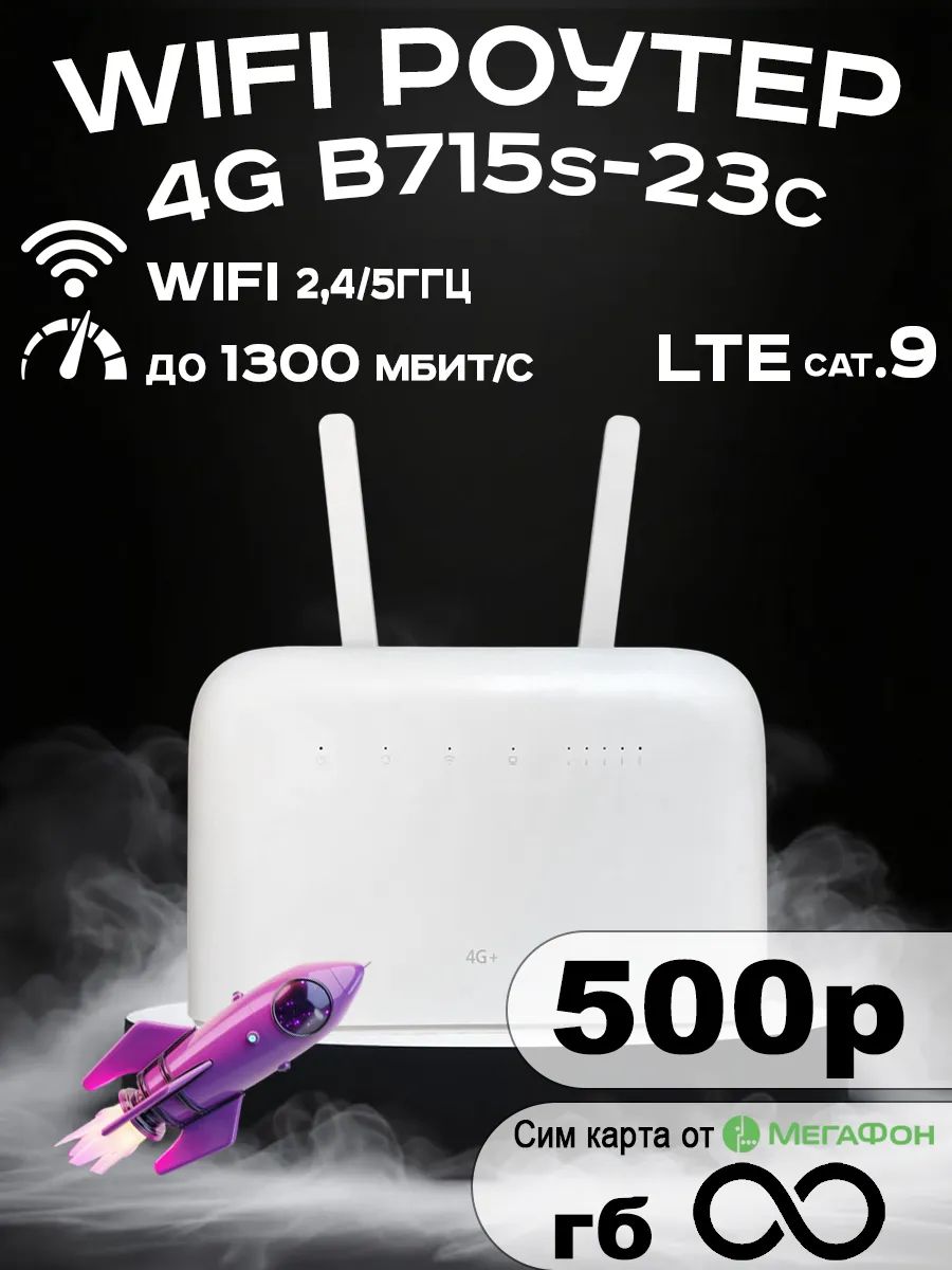 4G Wi Fi роутер B715s-23c с безлимитным интернетом 300р