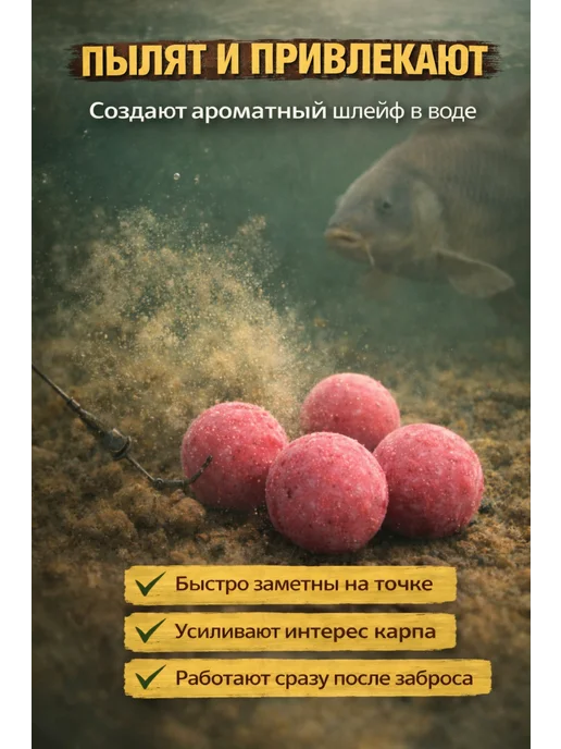 Family Joys Home Бойлы пылящие На Карпа, 16 мм, Креветка, 100 г, 100 г, фото 2