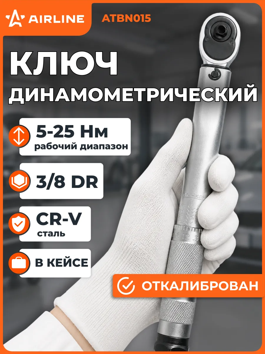 Ключ динамометрический 3/8" 5-25Нм, кейс