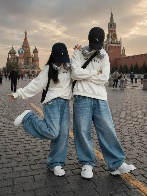 Zika Джинсы широкие багги на резинке, голубой, фото 5