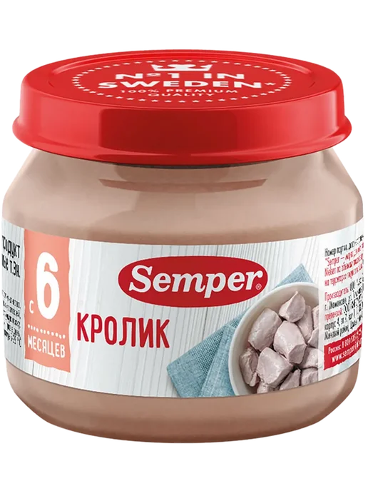 Пюре с 6 мес Сэмпер кролик Амеко-Калининград с б, 80 г, 80 г