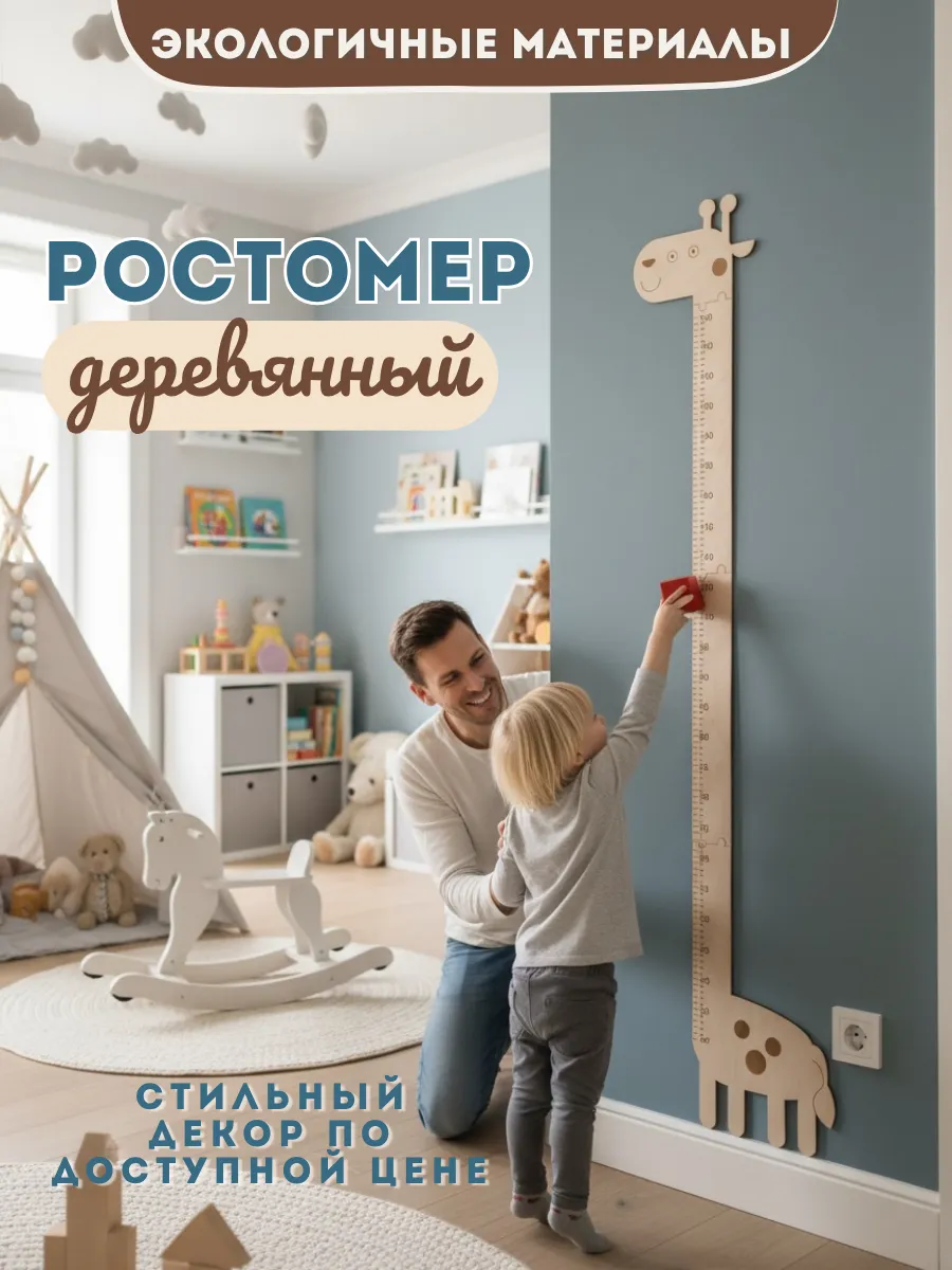 Ростомер деревянный на стену