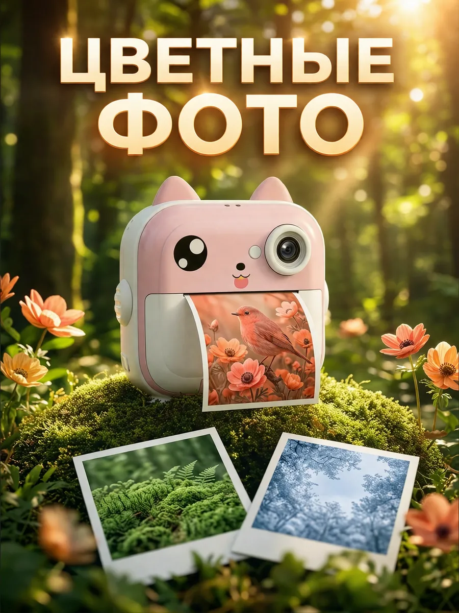 Детский фотоаппарат моментальной печати цветной