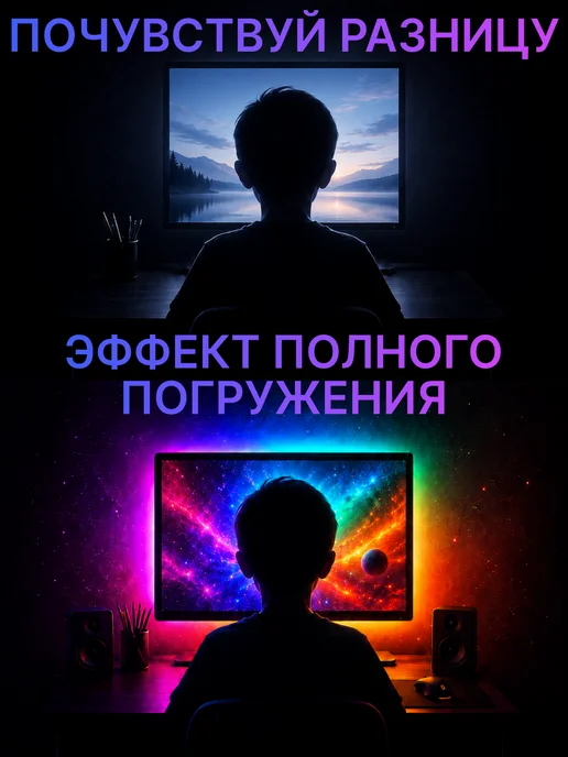 ambilight Умная подсветка для монитора 34" 21 9 формат, синий, фото 3