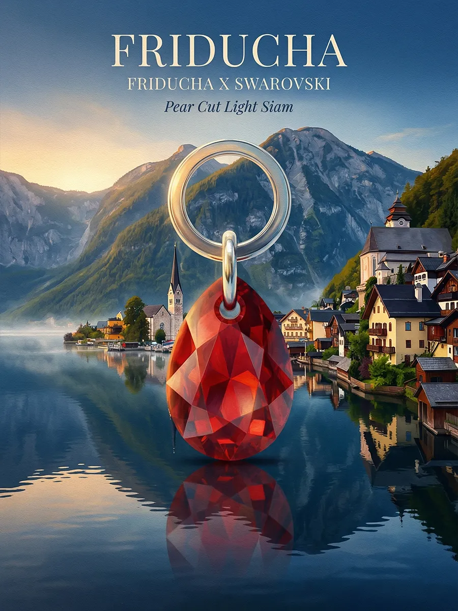 Подвеска Pear Cut Light Siam Swarovski, родий