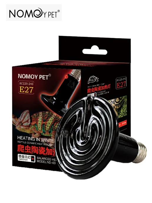 NOMOY PET Лампа для террариума керамическая с индикатором, черный, фото 3
