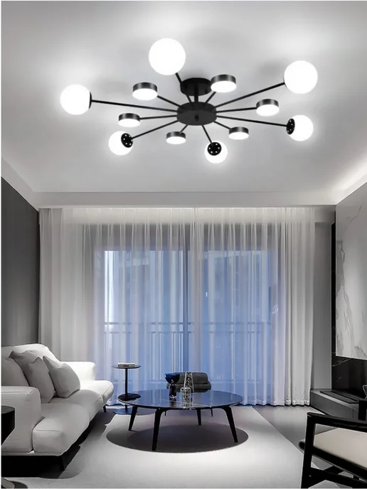 Люстрамаг Люстра потолочная светодиодная для зала и в гостиную, черный, фото 2