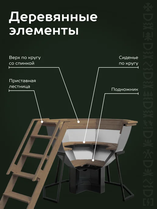 Сибирский Банный Чан Банный чан без печи 4-6 человек для самостоятельной сборки, коричневый, фото 3