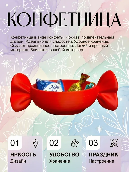 Конфетница праздничная, красный