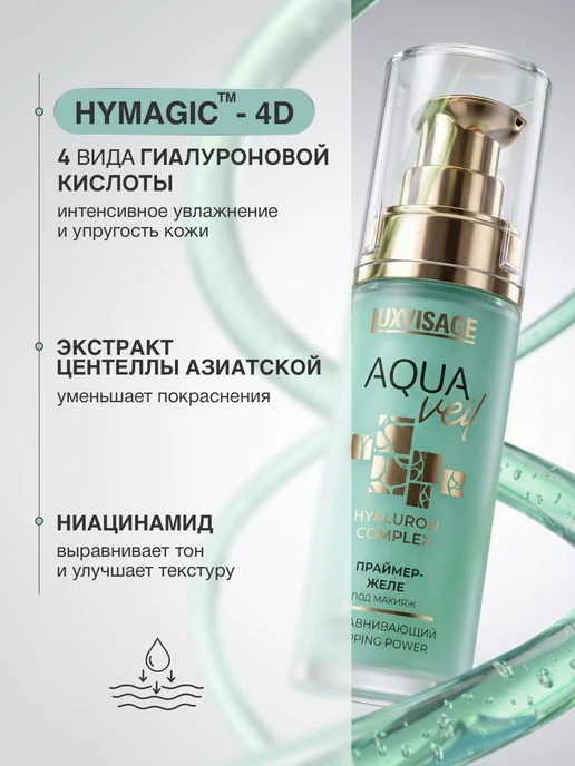 LUXVISAGE Праймер желе под макияж выравнивающий AQUA veil, зеленый, фото 5