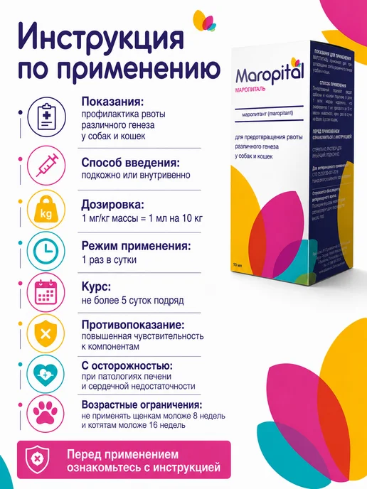apicenna Средство противорвотное для собак и кошек Маропиталь 10 мл, 50 мл, фото 2