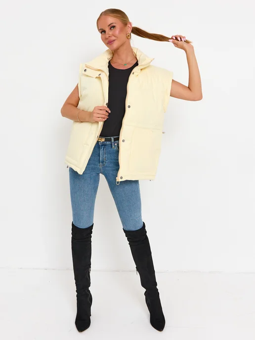 BaoAnh Fashion Жилетка утепленная осенне-весенняя, желтый, фото 2