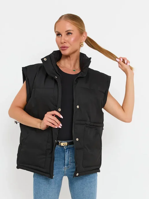 Linna Shop Жилетка утепленная осенне-весенняя, черный, фото 2
