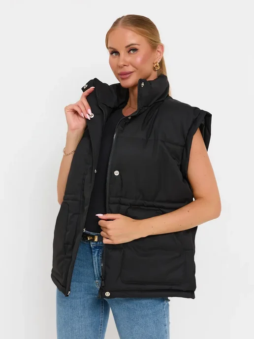 Linna Shop Жилетка утепленная осенне-весенняя, черный, фото 3