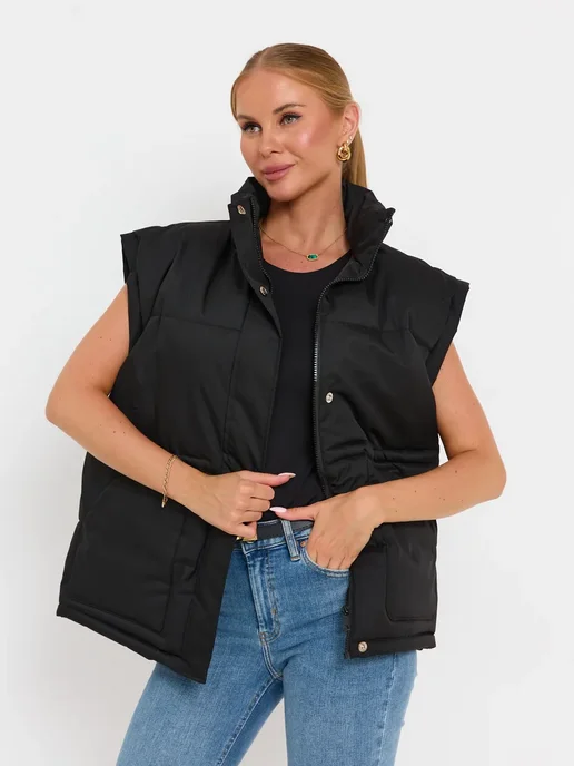 Linna Shop Жилетка утепленная осенне-весенняя, черный, фото 4