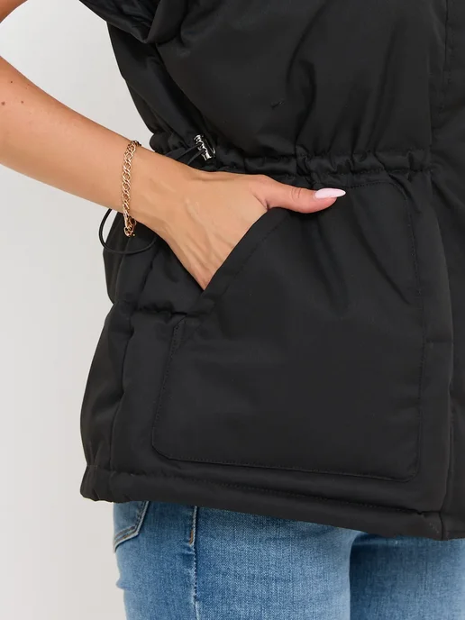Linna Shop Жилетка утепленная осенне-весенняя, черный, фото 7