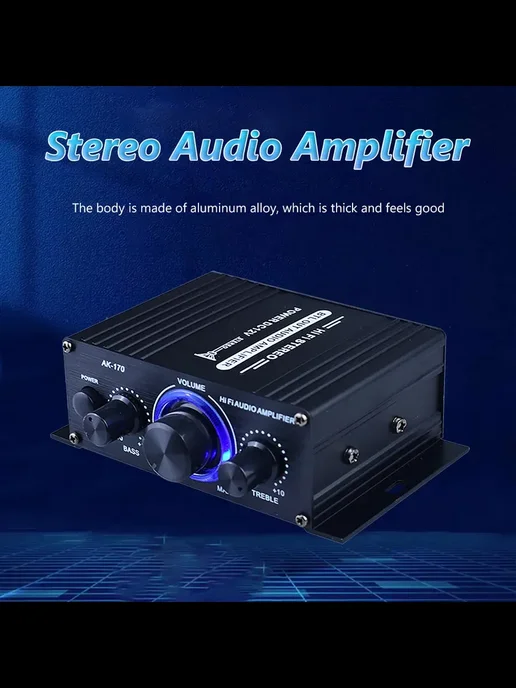 AK-170 Мини HiFi стерео усилитель 200W+200W RCA, 200 Вт, 200 Вт, фото 2