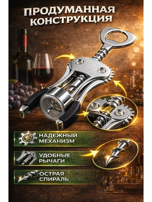 АХАН45 Штопор для вина, серый, фото 2